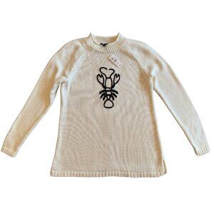 Talbots Ivory Lobster Sweater Size Petite Medium NWT